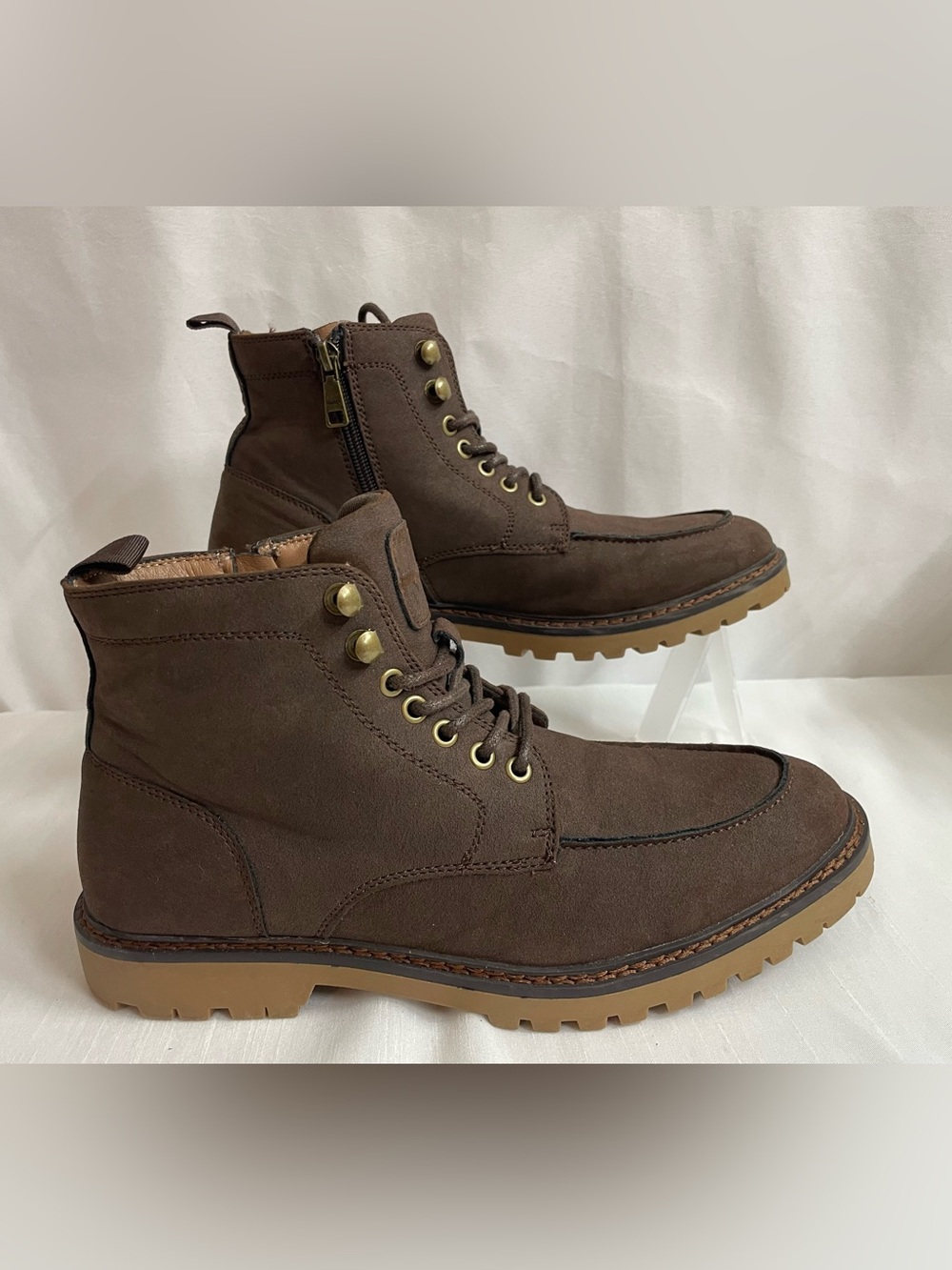 MADDEN By Steve Madden Men's Brown Suede Lace-Up Zip Ankle Boots Size US 9